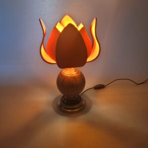 Lampe lotus parchemin et soie